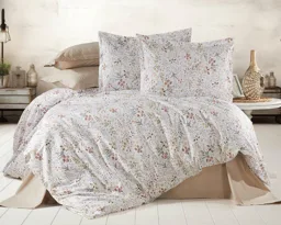 Krem Mini Çiçek Desenli Ranforce Nevresim Takımı