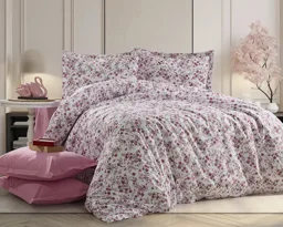 Pembe Çiçek Açan Dal Desenli Ranforce Nevresim Takımı