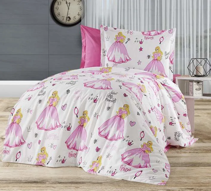 Pembe prenses desenli çocuk nevresim takımı