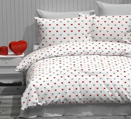 Kırmızı Kalp Desenli Bebek Nevresim Takımı