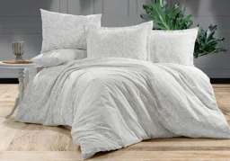 Krem Damask Desenli Ranforce Nevresim Takımı