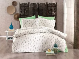 Mint Tüy Desenli Ranforce Nevresim Takımı