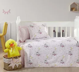 Pembe Uyuyan Köpek Desenli Çocuk Nevresim Takımı