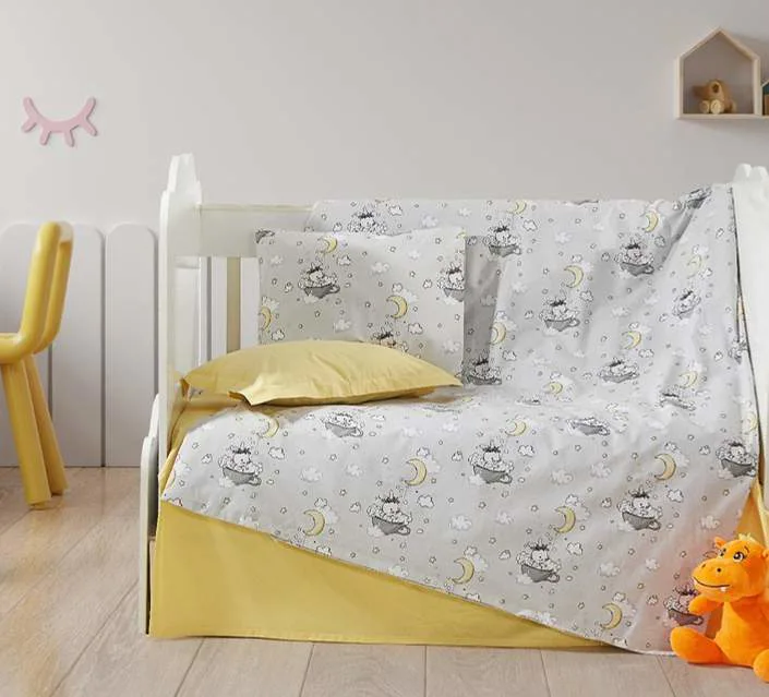 Gri uyuyan köpek desenli çocuk nevresim takımı