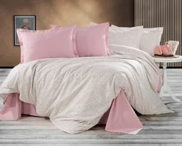 Pembe Minik Çiçek Desenli Ranforce Nevresim Takımı
